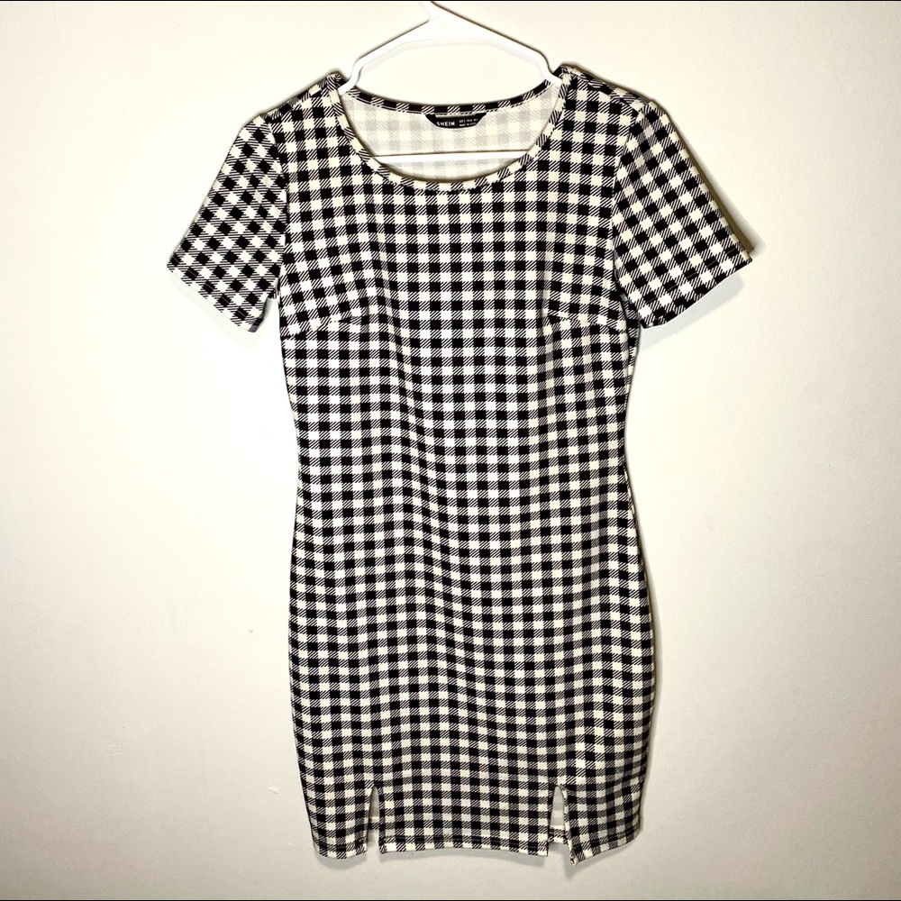 Black and white plaid dress